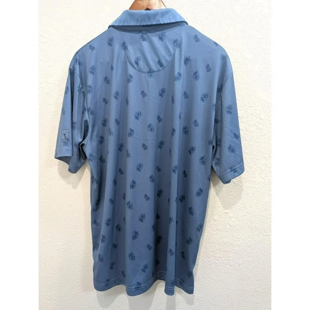 PGA Tour Golf‎ Polo Men's Blue on Blue Leaf  Size Large Lightweight Summer